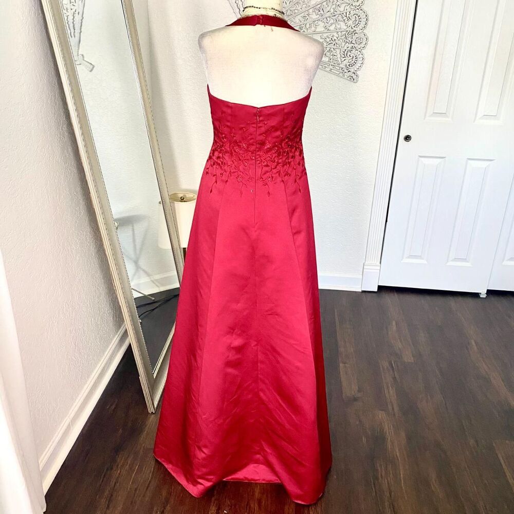Early 2000's Whimsygoth Floral Beaded Burgundy Princess A-Line Prom Dress 6 / S - Picture 5 of 6